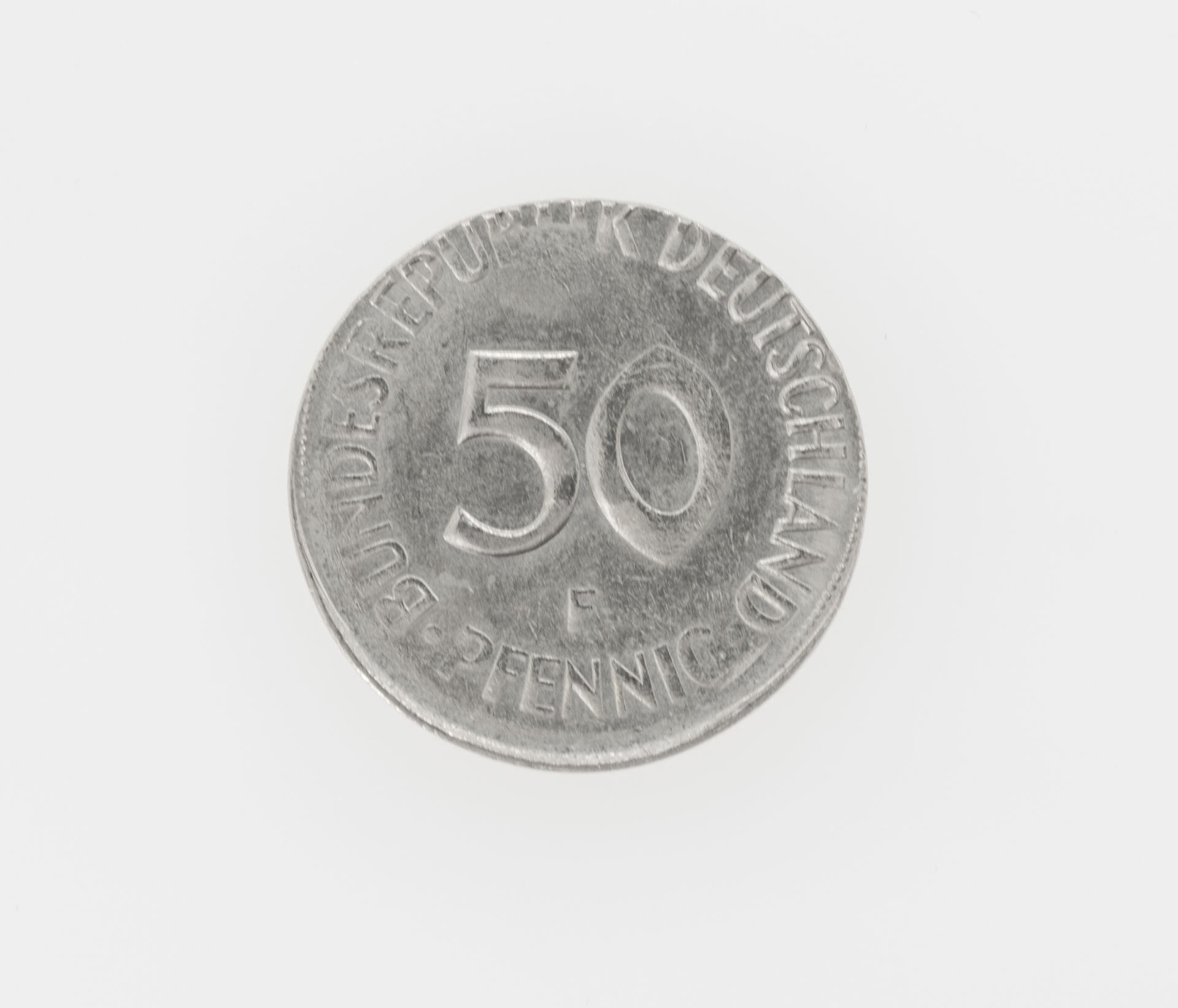 BRD 1980 F, 50 Pfennig - Fehlprägung: beidseitig dezentral geprägt.