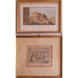 2 Lithografien "Wendische Trachten", Blattmaße: Breite ca. 12 cm, Höhe ca. 10 cm, hinter Glas