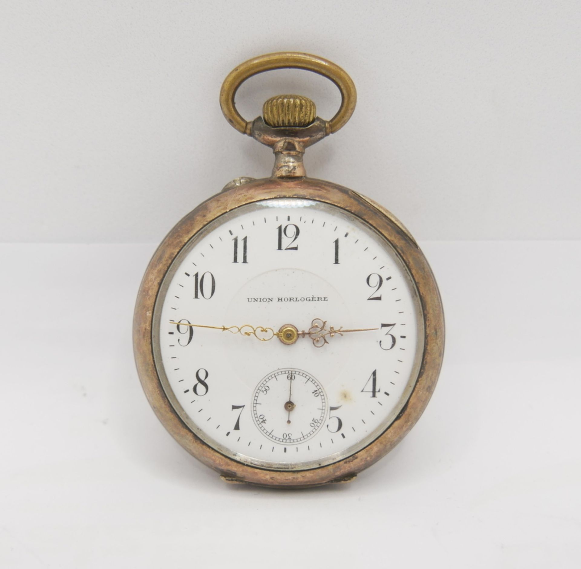 Taschenuhr Union - Horlogere, 800er Silber. Uhr läuft an bleibt aber stehen.
