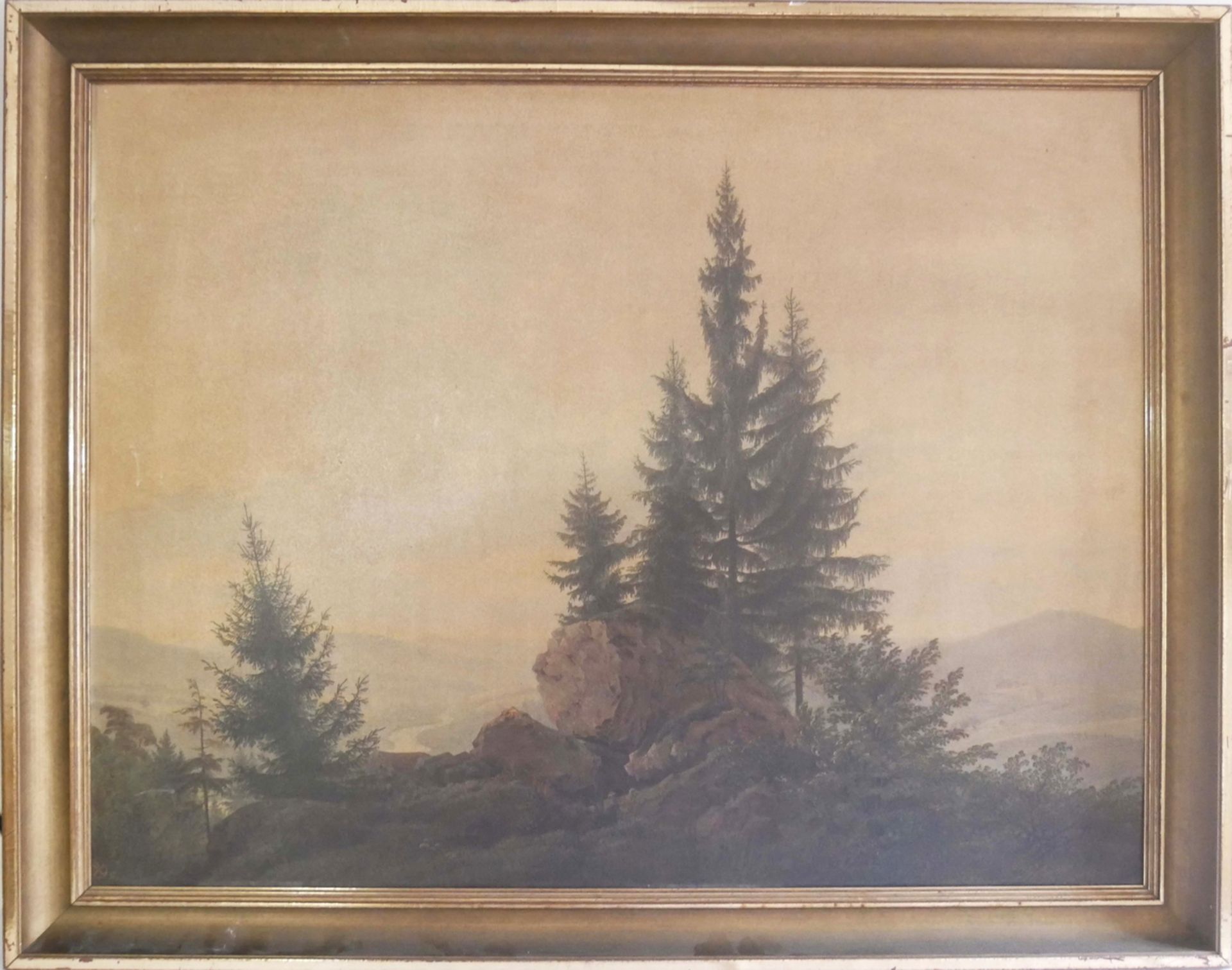 Piperdruck Nr. 112 C.D. Friedrich "Blick ins Elbtal". Maße: Höhe ca. 88,5 cm, Breite ca. 69,5 cm