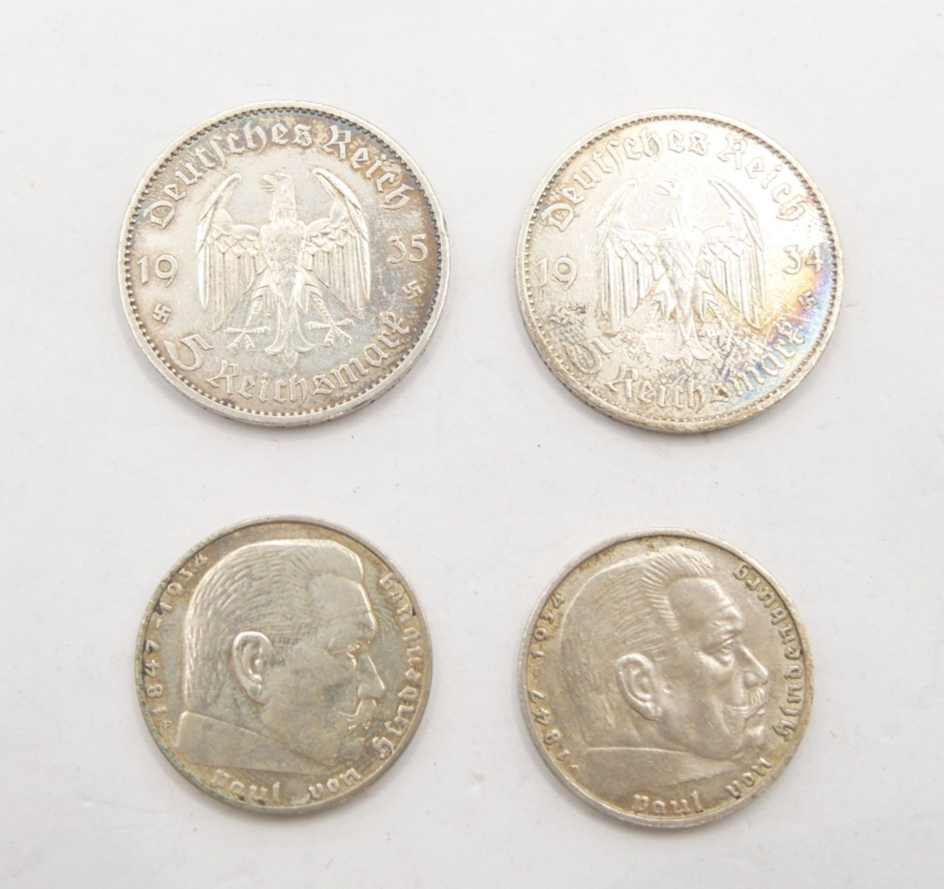 kleines lot Münzen 3. Reich dabei 2x2 Mark sowie 2x5 Mark. - Bild 2 aus 2