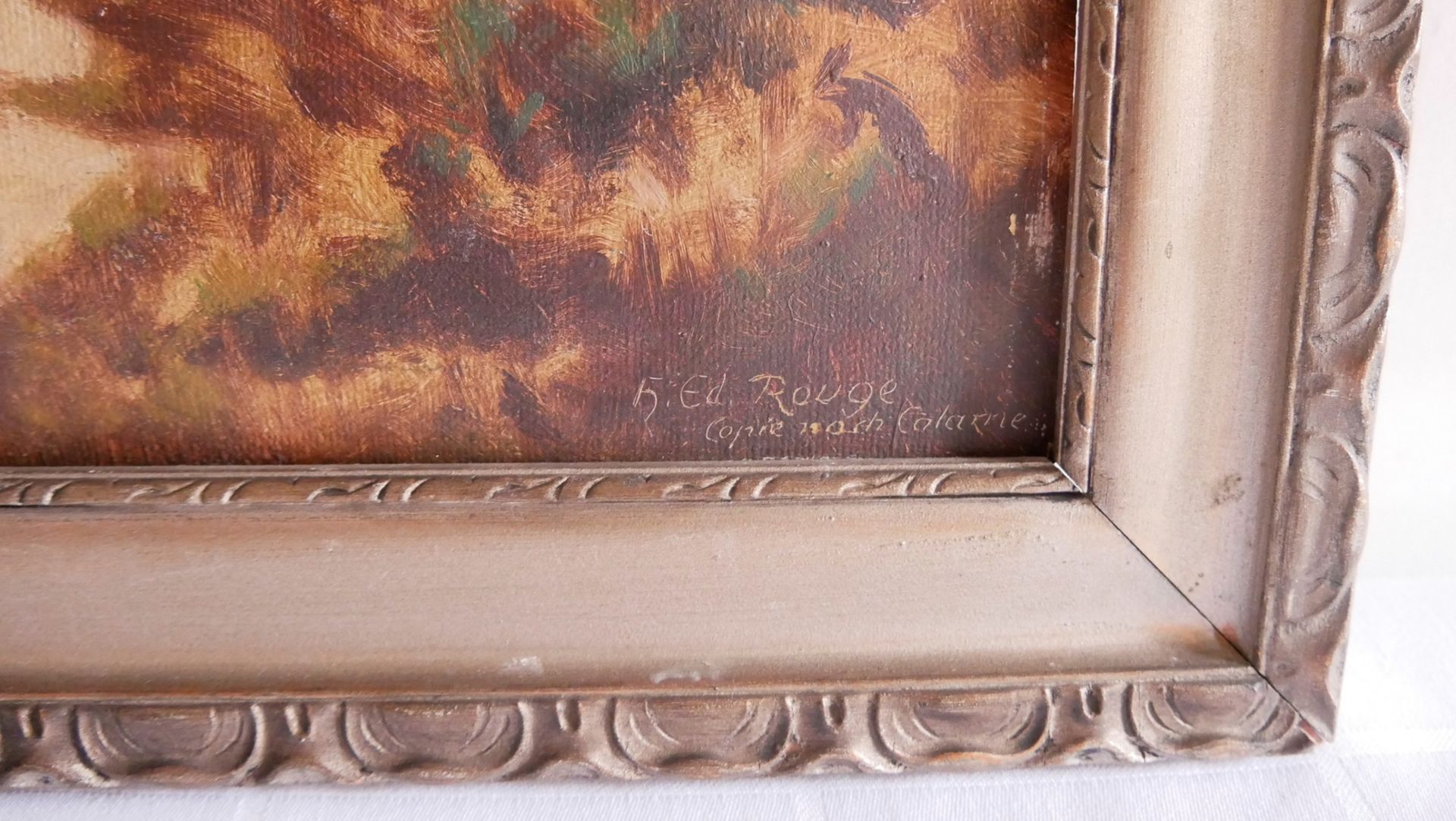Ölgemälde auf Platte, rechts unten h. Ed. Rouge Copie nach Calameo, im ausgefallenen gold Rahmen ( - Image 2 of 2