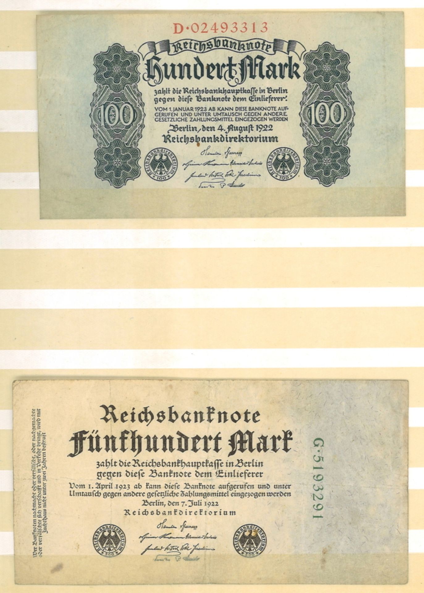 Einsteckbuch mit über 110 Banknoten und Notgeldscheinen Deutsches Reich