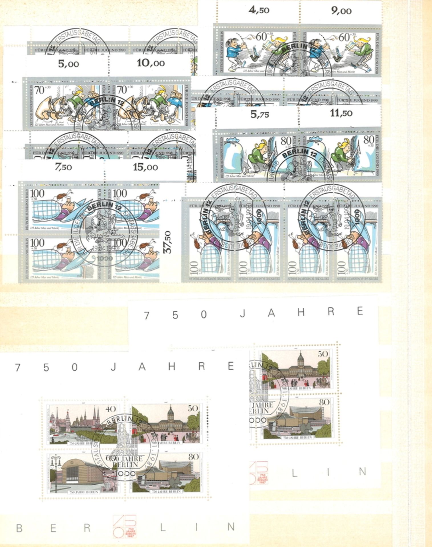 Berlin Einsteckbuch mit vielen Blöcken, 4er Blöcke. U.a. 600 Marken. Saubere Versandstempel. - Image 2 of 2