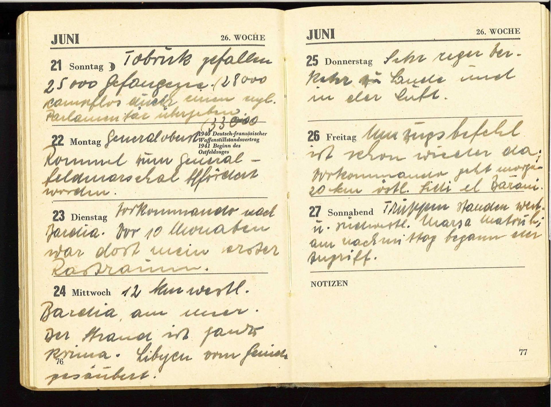 Kalender Panzerarmee Afrika 1942, Herrmann Monnerjahn, Uffz. FP Nr. 02755. Uffz bei der Panzergruppe - Image 8 of 10