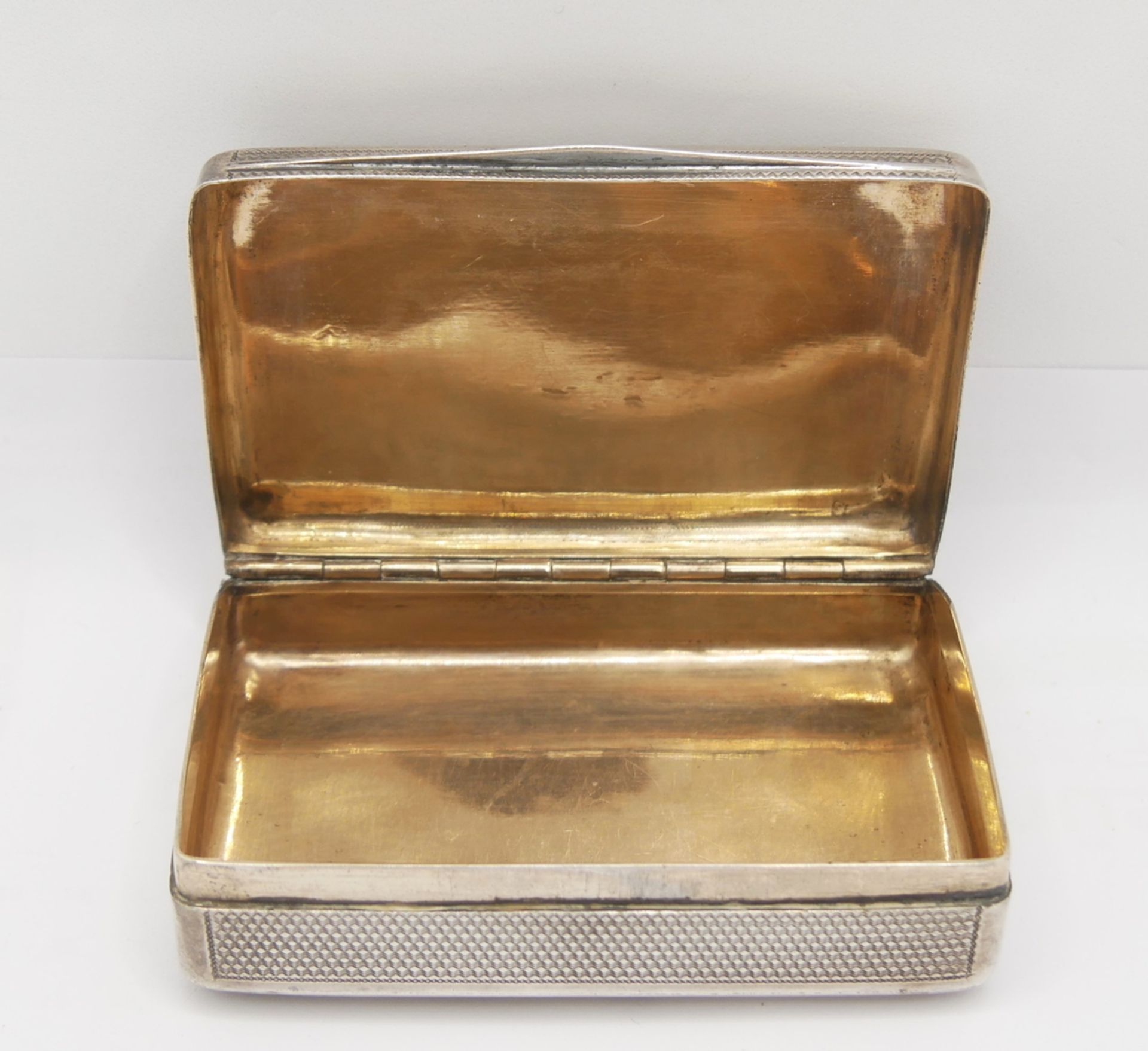 925er Silberdose mit Achat Einlage. Länge ca. 8,5 cm, Höhe ca. 2 cm - Image 3 of 4