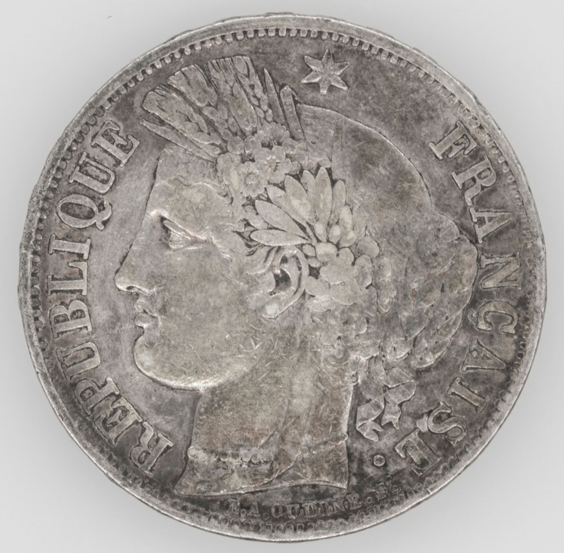 Frankreich 1849 A, 5.- Francs - Silbermünze, Prägeanstalt Paris. Erhaltung: ss. - Bild 2 aus 2