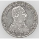 Deutsches Kaiserreich Preußen 1914, 3.- Mark - Silbermünze "Wilhelm II.". Erhaltung: ss.