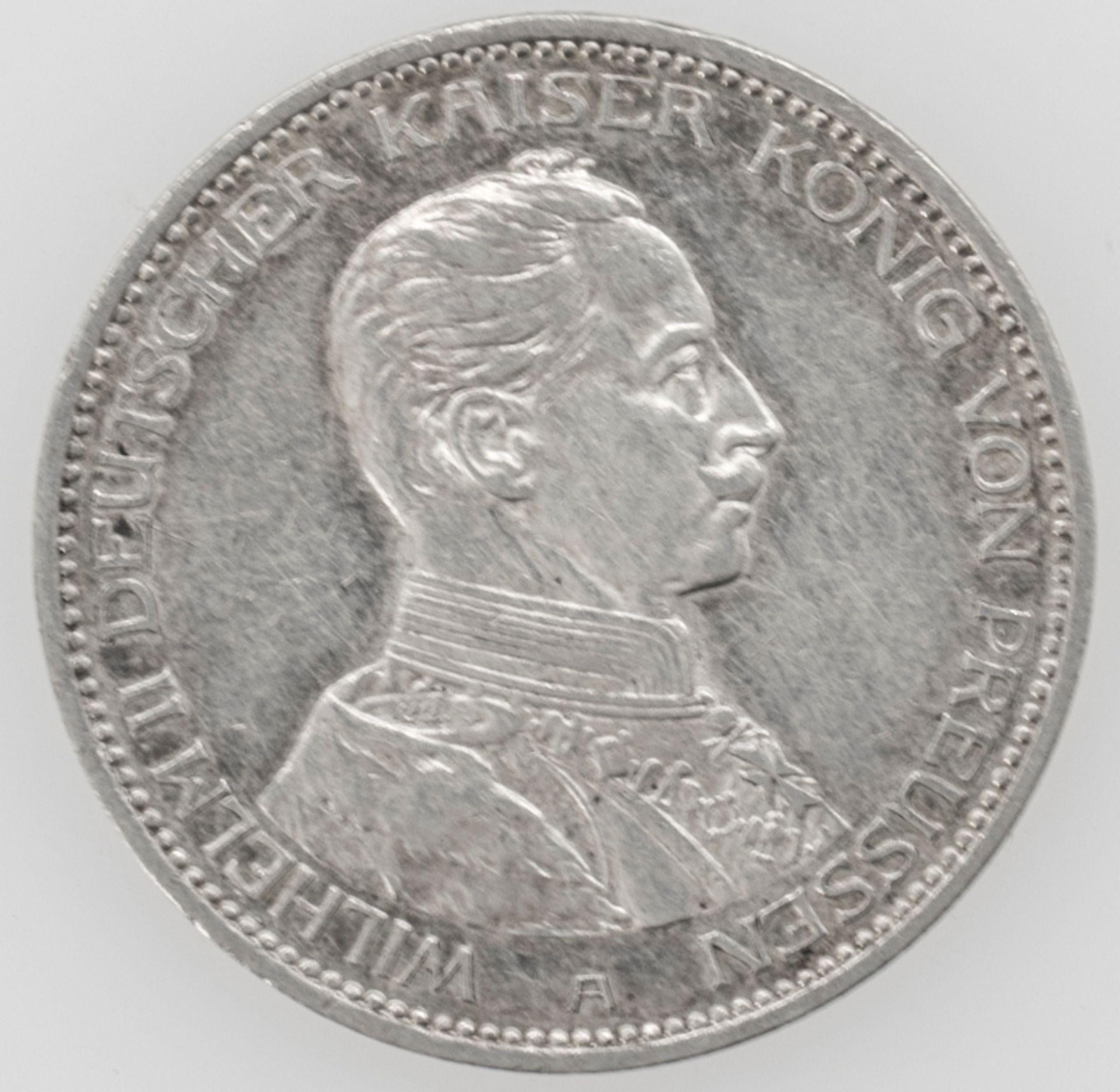Deutsches Kaiserreich Preußen 1914, 3.- Mark - Silbermünze "Wilhelm II.". Erhaltung: ss.