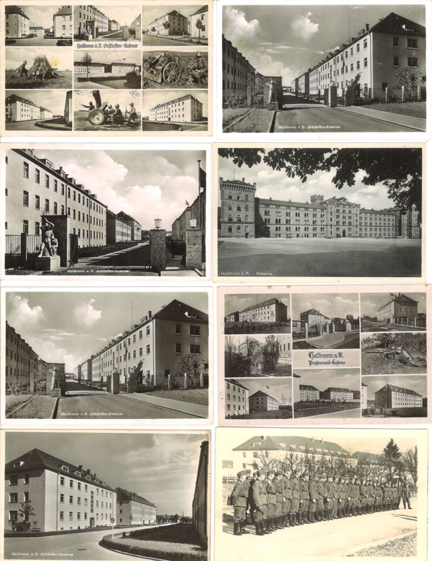 Heilbronn a. Neckar, Lot Ansichtskarten von Kasernen. Kaiserzeit und 3. Reich. Überwiegend
