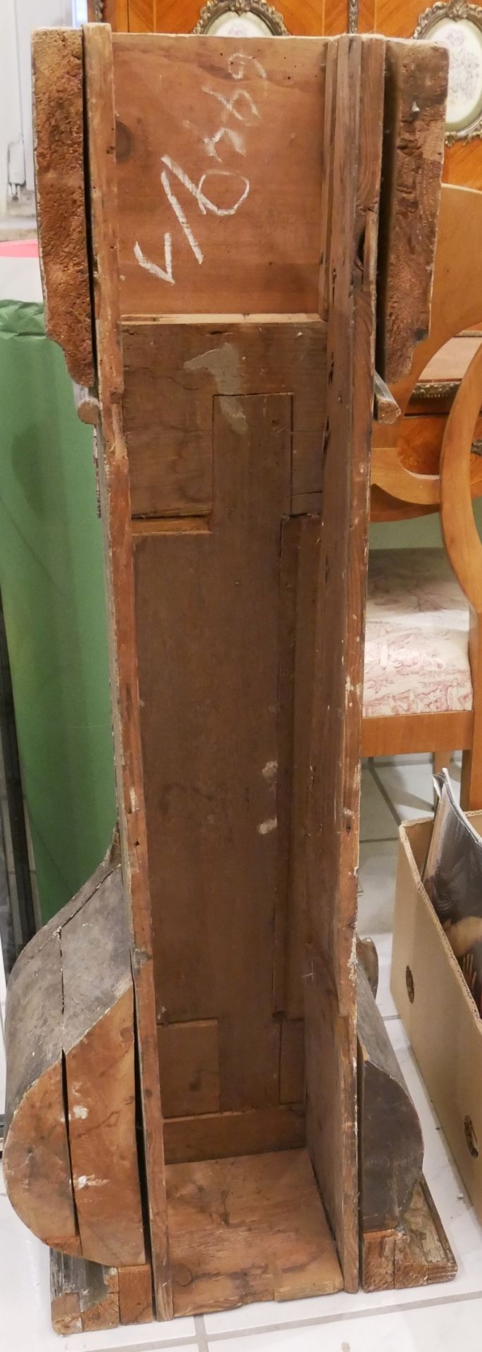 alte Barocksäule aus Holz, mit Gold Stuckverzierungen, restaurierungsbedarf, ca. 107 cm hoch, 27 - Image 3 of 3