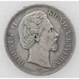 Deutsches Kaiserreich Bayern 1874 D, 5 Mark - Silbermünze "Ludwig II.". Erhaltung: ss.