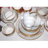 THREE PART TEA SETS TO INCLUDE A SHELLEY 'LATE FOLEY', A PARAGON 'VICTORIAN ROSE' AND A PARAGON