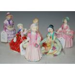 SIX ROYAL DOULTON FIGURES TO INCLUDE 'MONICA' HN1458, 'TINKLE BELL' HN1677, 'GRETA' HN1485, '