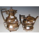 AN ELECTROPLATED FOUR-PIECE TEA SET BY 'WALKER & HALL'