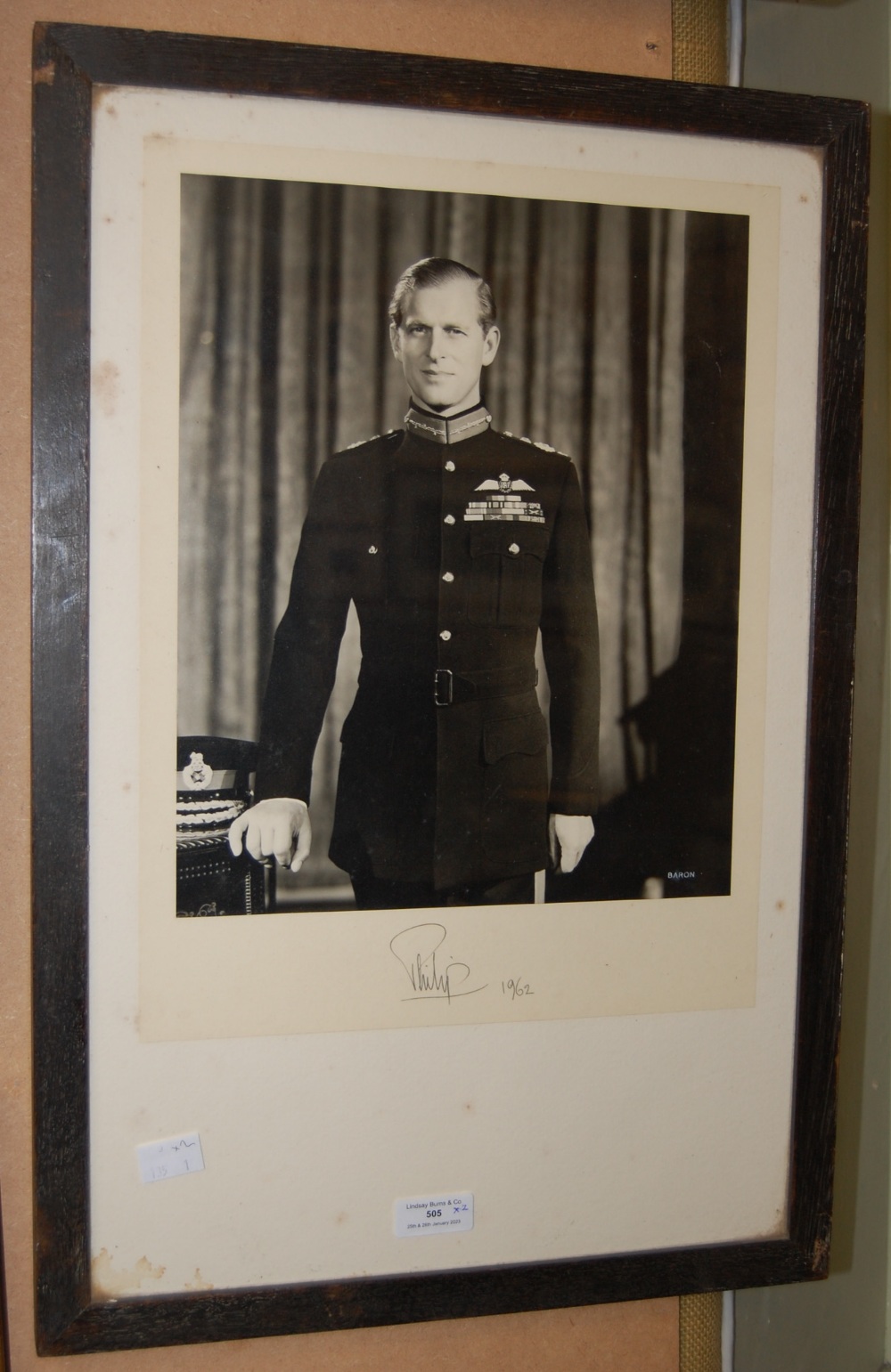 ROYAL INTEREST - BARON STUDIOS A SEPIA TONED PHOTOGRAPHIC DEPICTING PRINCE PHILIP DUKE OF