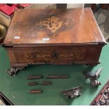 AN ANTIQUE CONTINENTAL INLAID WALNUT TABLE WRITING BOX, BY REPUTE FROM THE COLLECTION OF THE LATE