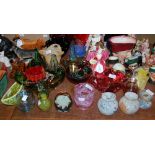 A LARGE COLLECTION OF ASSORTED COLOURED ART GLASS