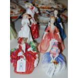 A GROUP OF SIX ROYAL DOULTON FIGURES TO INCLUDE 'MONICA HN1467', 'DEBBIE HN2400', 'DEBBIE