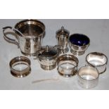 A COLLECTION OF SILVER TO INCLUDE BIRMINGHAM SILVER CHRISTENING MUG, BIRMINGHAM SILVER THREE-PIECE