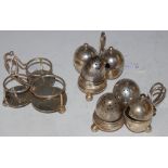 A COLLECTION OF SILVER TO INCLUDE A SIMILAR PAIR OF THREE SECTIONAL SILVER CRUETS, ONE WITH LONDON