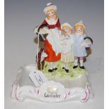 ADVERTISING INTEREST - A YARDLEY ENGLISH LAVENDER CERAMIC SOAP DISH WITH FIGURAL DECORATION OF