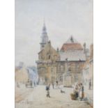 ROBERT SANDERSON (FL. 1865 - 1905), 'A TOWN SQUARE', WATERCOLOUR, SIGNED WITH INITIALS LOWER LEFT