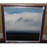 RIDDLE (20TH CENTURY) SEASCAPE, ACRYLIC, SIGNED LOWER RIGHT, 59CM SQUARE, TOGETHER WITH BELLE COWIE,