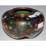 A JAPANESE BLACK GROUND CLOISONNE JAR, LATE 19TH/ EARLY 20TH CENTURY, DECORATED WITH STYLISED BALL