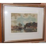 JAMES WATTERSON HERALD (1859 - 1914), RIVER SCENE WITH BOAT, WATERCOLOUR, SIGNED LOWER LEFT, 22CM