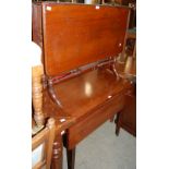 A VICTORIAN MAHOGANY SUTHERLAND TABLE TOGETHER WITH A 19TH CENTURY MAHOGANY PEMBROKE TABLE