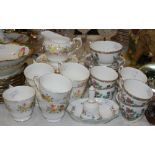 TWO PART TEASETS, TO INCLUDE A COLCLOUGH FLORAL AND GILT PATTERN AND A ROYAL GRAFTON INDIAN TREE