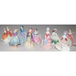 A GROUP OF NINE ROYAL DOULTON MINIATURE FIGURES TO INCLUDE 'REBECCA' HN3414, 'SWEET ANN', 'HANNAH'