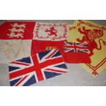 A VINTAGE UNION JACK FLAG TOGETHER WITH THREE OTHER FLAGS