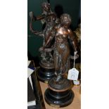 A PAIR OF BRONZED FIGURE GROUPS, EARLY 20TH CENTURY