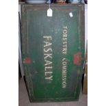 A VINTAGE CAST AND METAL PAINTED FORESTRY COMMISSION SIGN INSCRIBED 'FASKALLY', TOGETHER WITH