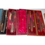 FOUR ASSORTED CASED CARVING SETS