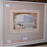 DAVID WATERSON, 'PARIS UNDER THE PONT NEUF', WATERCOLOUR SIGNED AND DATED 1909 LOWER RIGHT, 13CM X