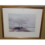 NELSON DAWSON (1859-1941) OFF THE NORTHUMBERLAND COAST, 1889, WATERCOLOUR, SIGNED LOWER LEFT, 24.5CM