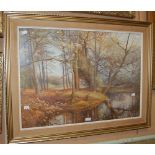 •AR ERNEST ALBERT CHADWICK (1876-1955) AUTUMNAL RIVER LANDSCAPE, WATERCOLOUR, SIGNED LOWER LEFT,