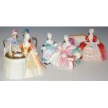 FOUR ROYAL DOULTON FIGURES TO INCLUDE 'MEDITATION HN2330', 'LOVE LETTER HN2149', 'AFTERNOON TEA