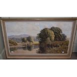 RICHARD WANE 1852 - 1904, RIVER LANDSCAPE WITH CATTLE WATERING SUMMERTIME, WATERCOLOUR SIGNED AND