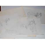 A COLLECTION OF SKETCHES BY EVAN EDWARDS 1933 - HORSES AND CARTS