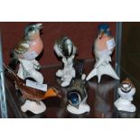 THREE ASSORTED GOEBEL BIRD ORNAMENTS AND THREE ENS PORCELAIN BIRD FIGURES