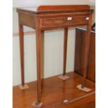 A 19TH CENTURY MAHOGANY INLAID ARCHITECTS DRAWING TABLE, THE ADJUSTABLE SLOPE TOP ABOVE SINGLE