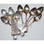 A SET OF SIX GLASGOW SILVER FIDDLE PATTERN TEASPOONS, TOGETHER WITH A SET OF SIX EDINBURGH SILVER