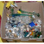 A BOX CONTAINING SWAROVSKI GLASS ANIMAL FIGURES, AND OTHERS