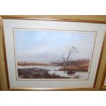 •AR IAIN ROSS (20TH CENTURY) 'RED DEER, RANNOCH', WATERCOLOUR SIGNED LOWER RIGHT, 35.5CM X 63.5CM