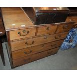 A 19TH CENTURY MAHOGANY CHEST OF THREE SHORT OVER THREE LONG GRADUATED DRAWERS