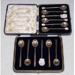 A CASED SET OF SIX BIRMINGHAM SILVER TEASPOONS TOGETHER WITH A CASED SET OF SIX SHEFFIELD SILVER